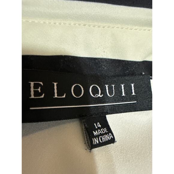 Eloquii Black White Striped Long Sleeve Slit Belted Button Maxi Shirt Dress 14 - Picture 6 of 7